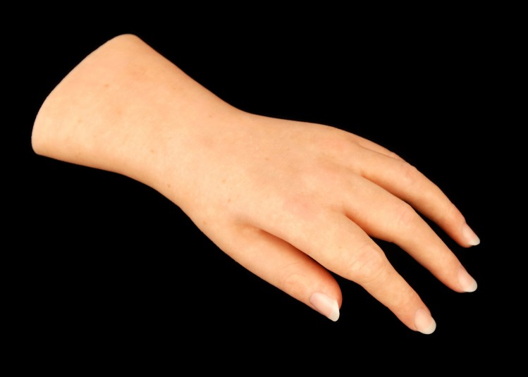 Top side of left cosmetic hand.