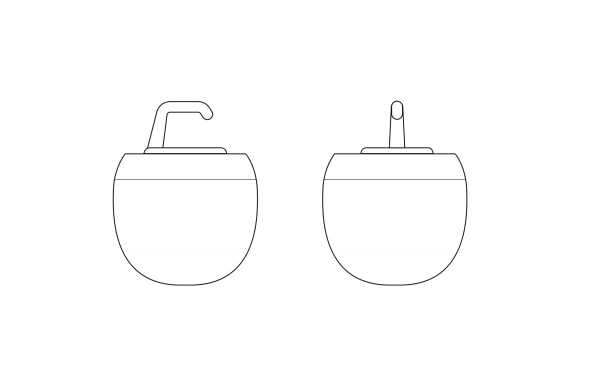 Industrial design black-and-white drawing of the cold cream jar.